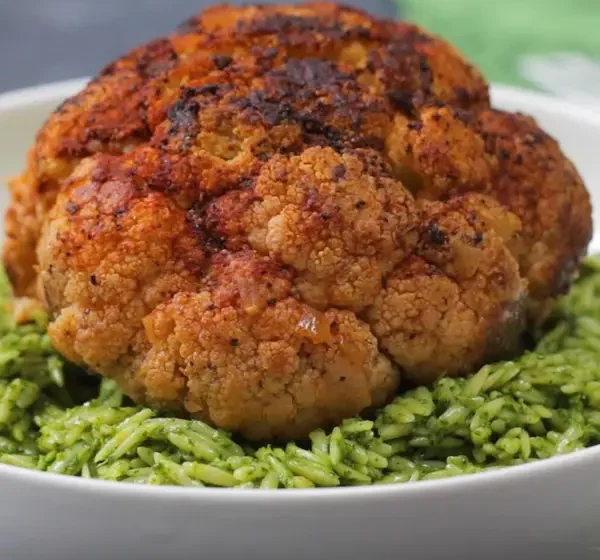  Whole Braised Cauliflower With Salsa Verde Orzo