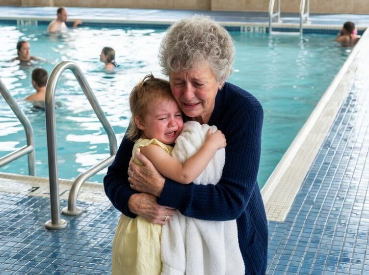  During a family pool party, my four-year-old granddaughter refused to put on her swimsuit. “My tummy hurts,” she murmured, sitting apart from everyone. My son brushed it off, and his wife warned me not to interfere. But when I stepped into the bathroom, the little girl slipped in behind me. Her hands shook as she whispered, “Grandma… the truth is… Mom and Dad…”