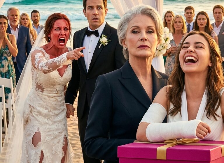  Weeks after Mom died, Dad moved her sister in to plan their $200,000 wedding. “Useless mom, useless daughter!” my aunt spat, pushing me so hard I broke my arm. Dad just ignored my cast. “You’re too young to understand,” he sighed. I went completely numb. But on the morning of their lavish ceremony, my grandmother showed up uninvited. She handed them a black box as a ‘wedding gift.’ When Dad opened it, the screaming began…