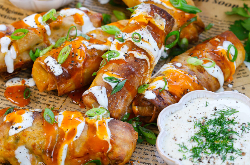  🧀 Crispy Air-Fried Loaded Buffalo Chicken Egg Rolls 🌶️