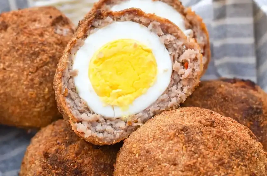  🥚 Air-Fried Crispy Soft-Boiled Scotch Eggs 🌿
