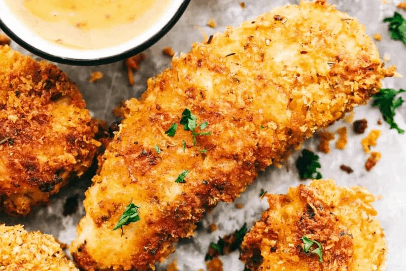  🍗 Crispy Garlic Parmesan Hot Honey Chicken Tendies 🍯