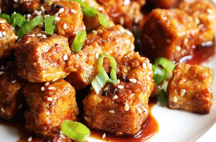  🥑 Healthy Crispy Air-Fried Sesame Ginger Tofu Bites 🫚