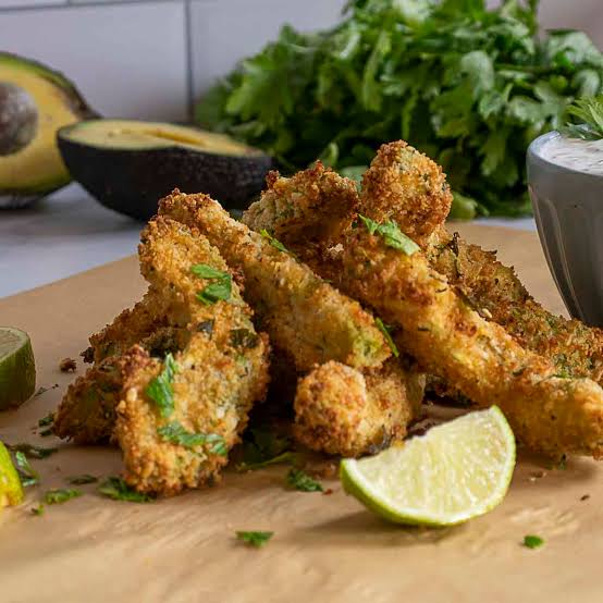  🥑 Air-Fried Crispy Avocado Fries with Lime-Cilantro Crema 🌿 (Appetizers)