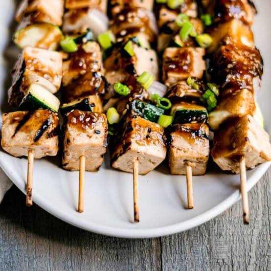  🍢 Air-Fried Sticky Teriyaki Tofu Skewers 🇯🇵