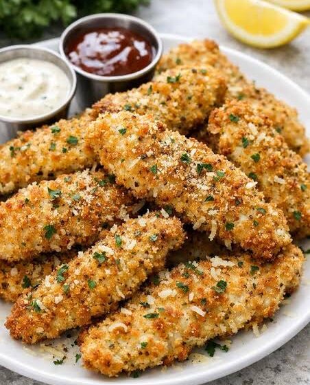 🍗 Crispy Air-Fried Garlic Parmesan Chicken Tenders 🧄