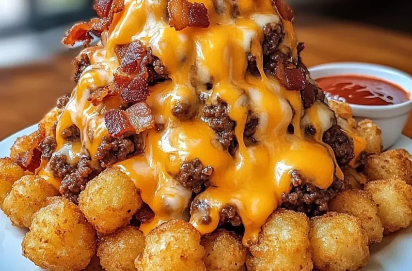  🍔🥓🧀 Bacon Cheeseburger Tater Tot Cones