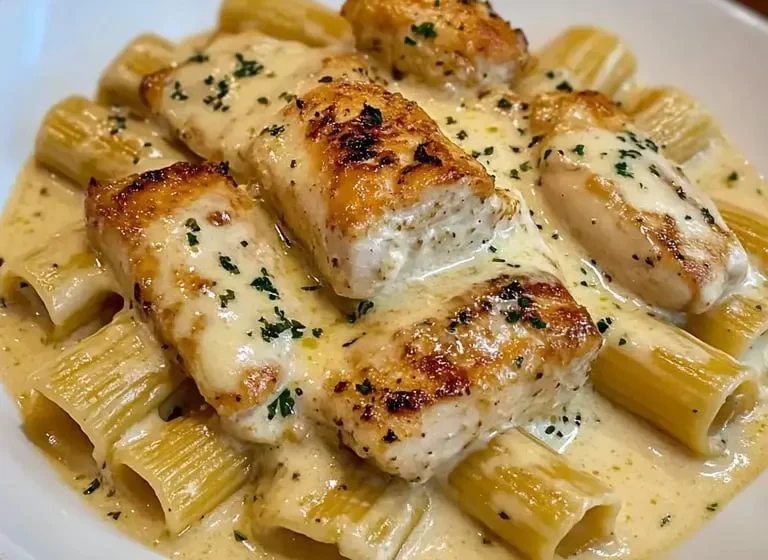  🍝🧄 Creamy Garlic Parmesan Chicken Rigatoni 🐔🧀