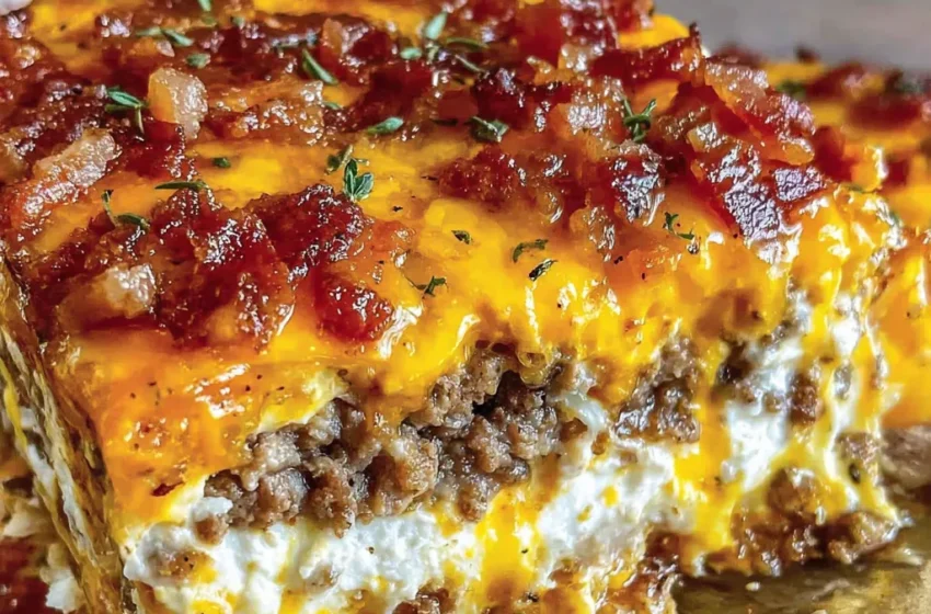  🥓🍔 Bacon Cheeseburger Sheet Pan Lasagna 🧀✨