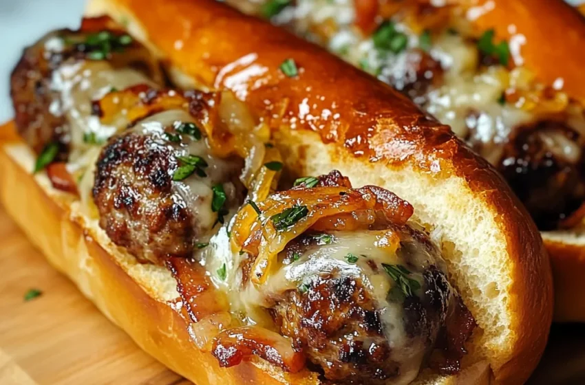  🥓🍔 Bourbon BBQ Bacon Cheeseburger Meatball Subs 🔥🧀