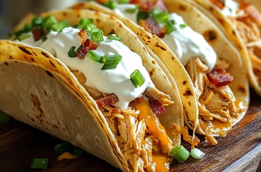 🌮🧀 High-Protein Crack Chicken Tacos with Crispy Bacon 🥓🔥