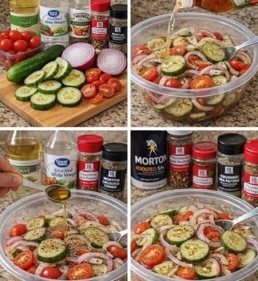  Marinated Cucumber, Onion, and Tomato Salad -Don’t LOSE this Recipe! full recipe in comment.