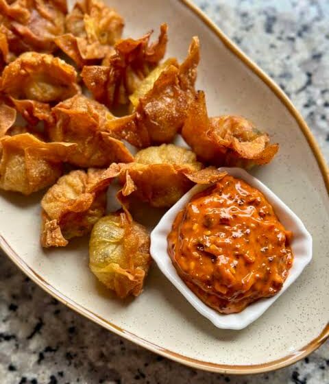  🥟 Air-Fried Crispy Ginger-Pork Wontons 🇨🇳